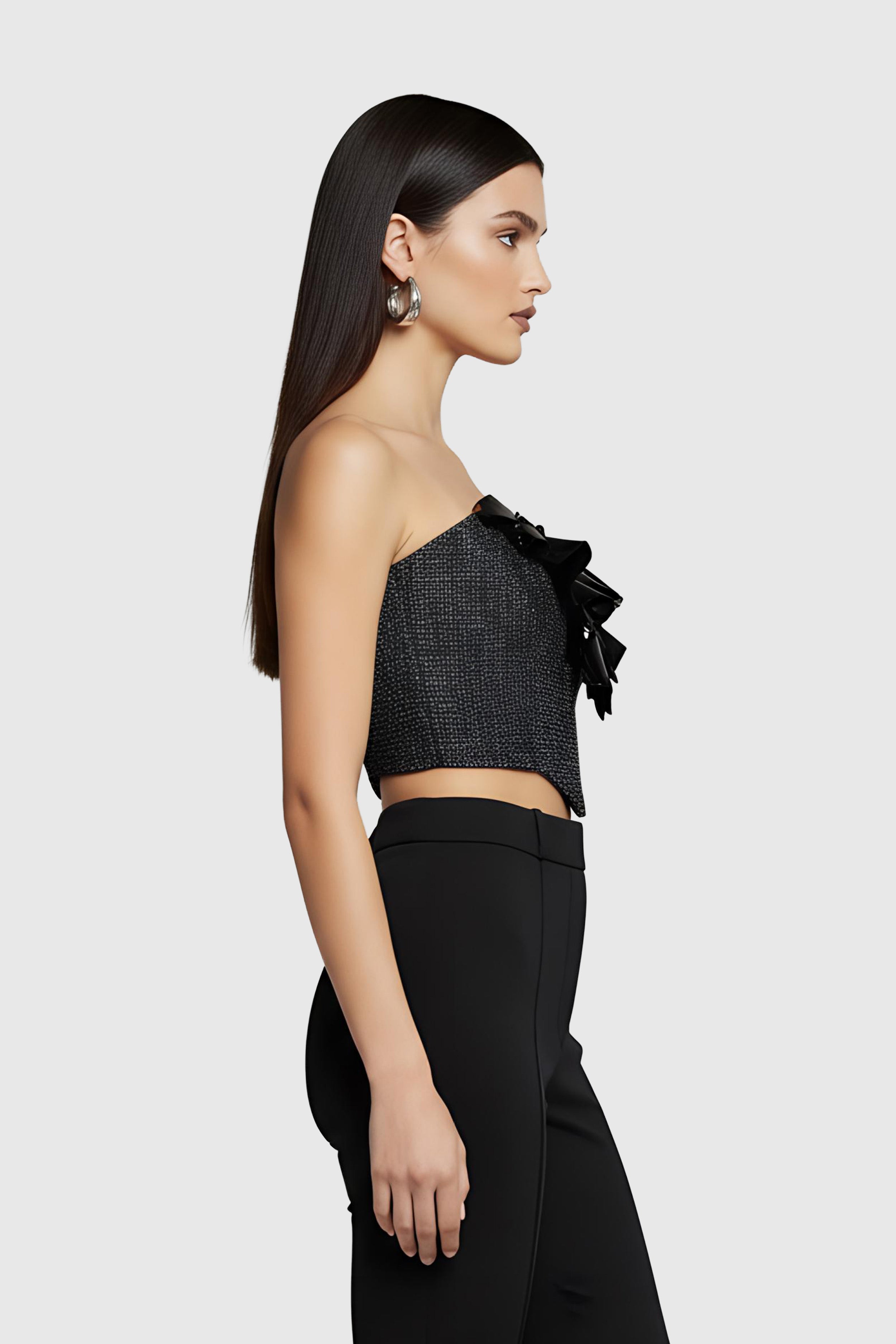 Metallic Bustier mit Schleife (Gr. 38 IT)