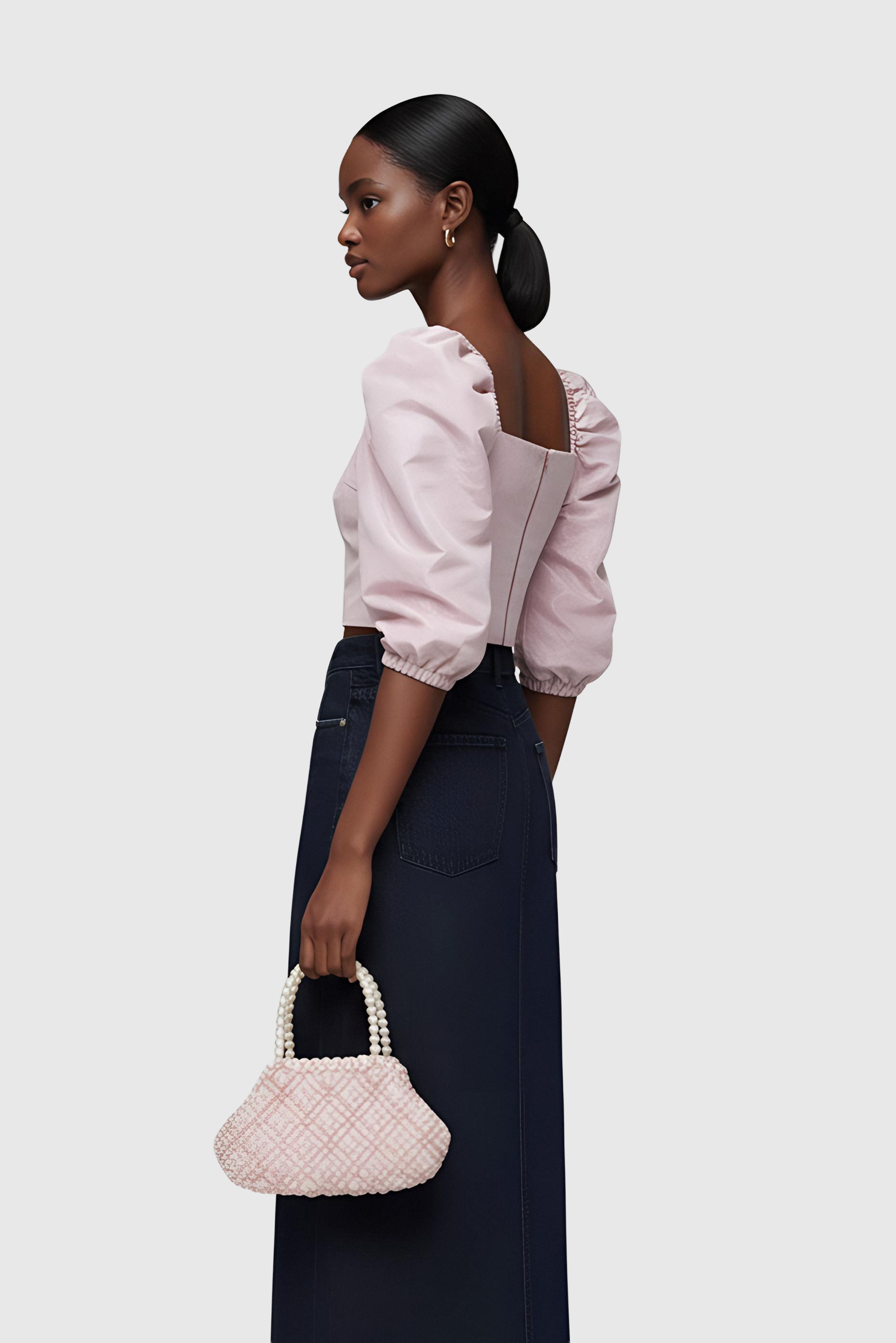 Crop-Top in Metallic-Rosa (Gr. S)