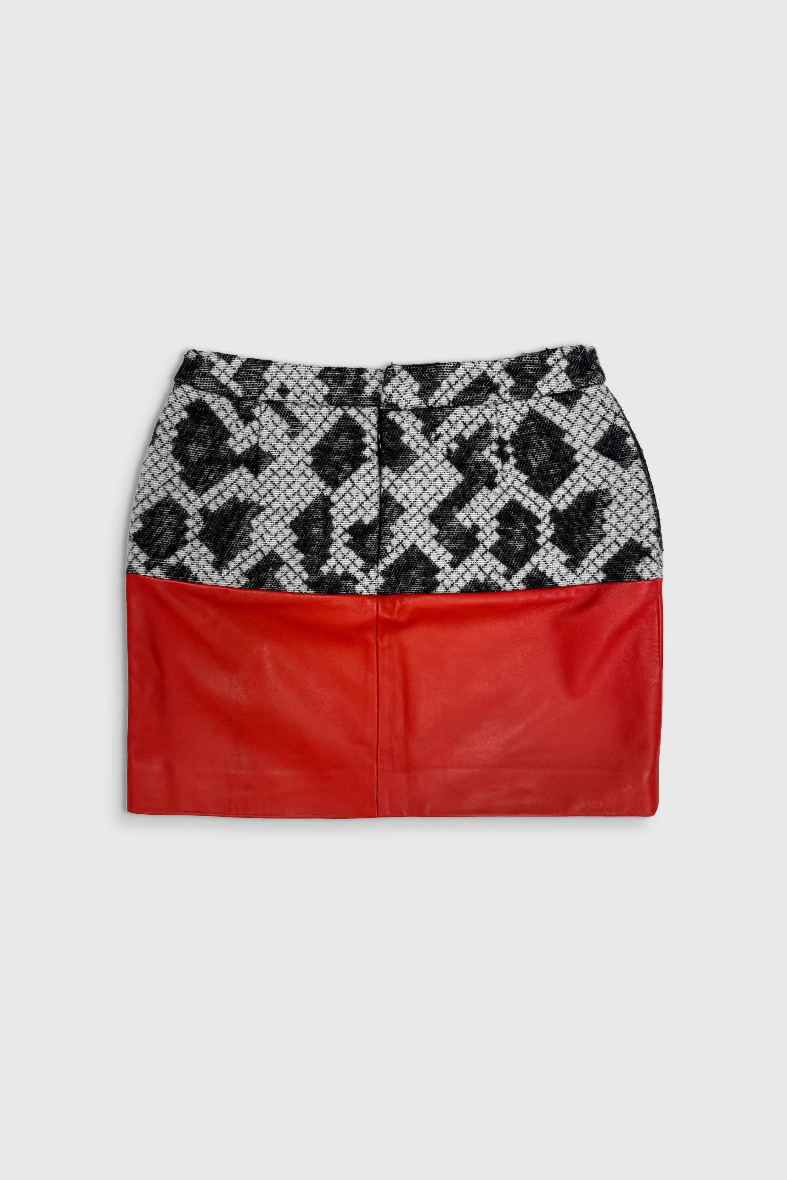 Leder Mini-Rock mit Wolldesign (Gr. 38 FR)