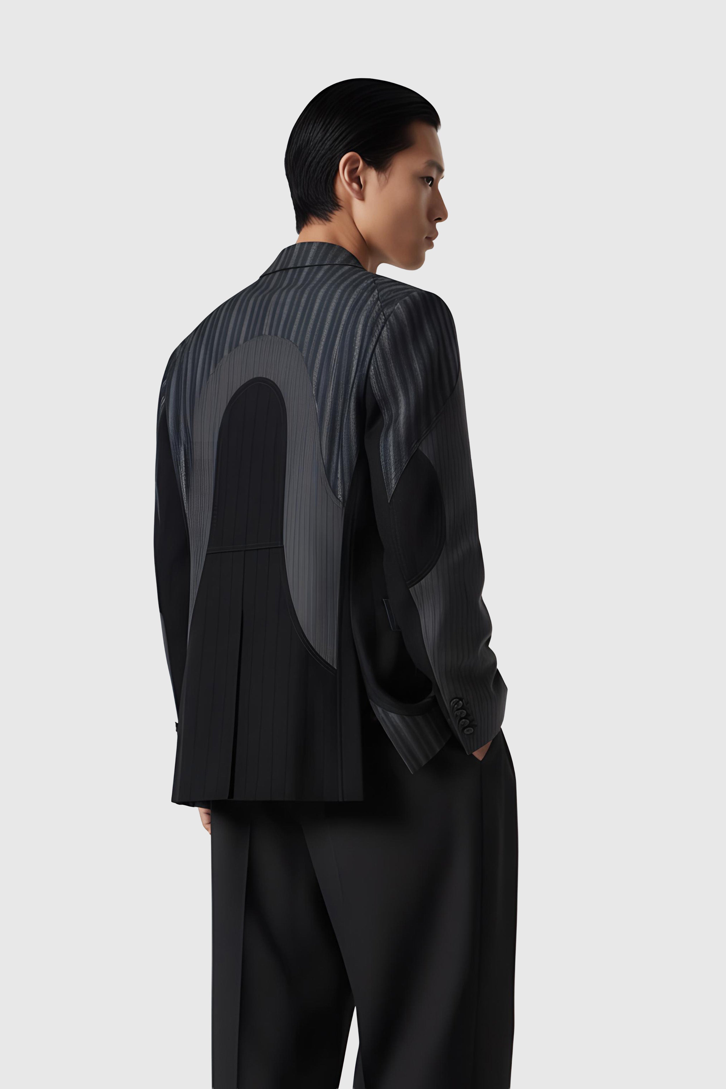 Gestreifter Blazer im Patchwork-Design (Gr. 52)