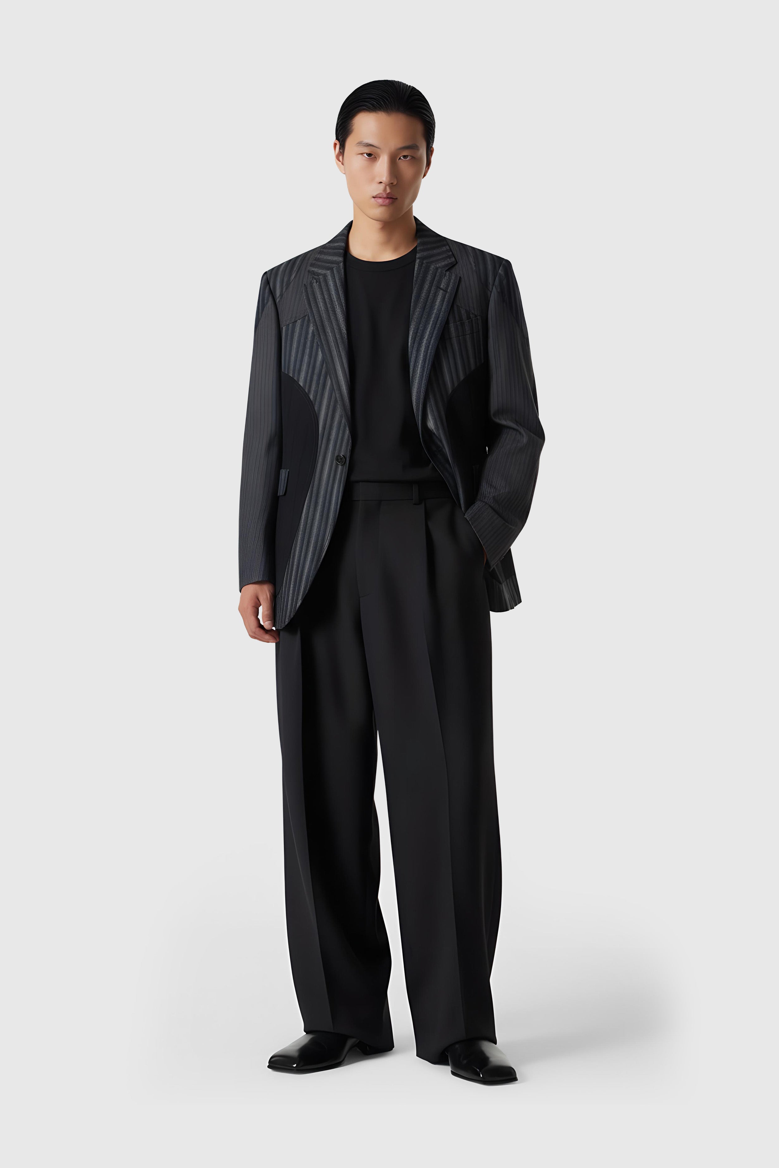 Gestreifter Blazer im Patchwork-Design (Gr. 52)