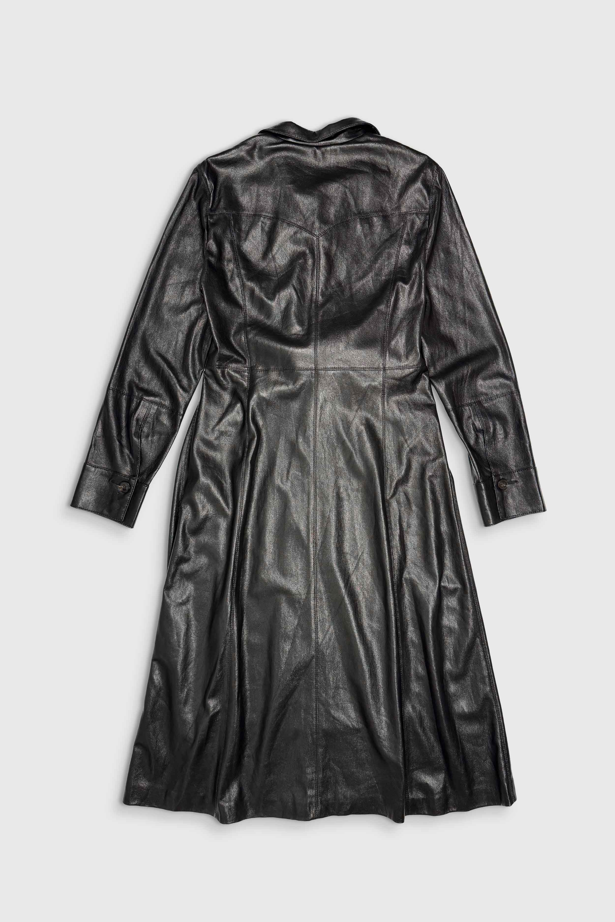 Midi-Mantel-Kleid aus veganem Leder (Gr. M)