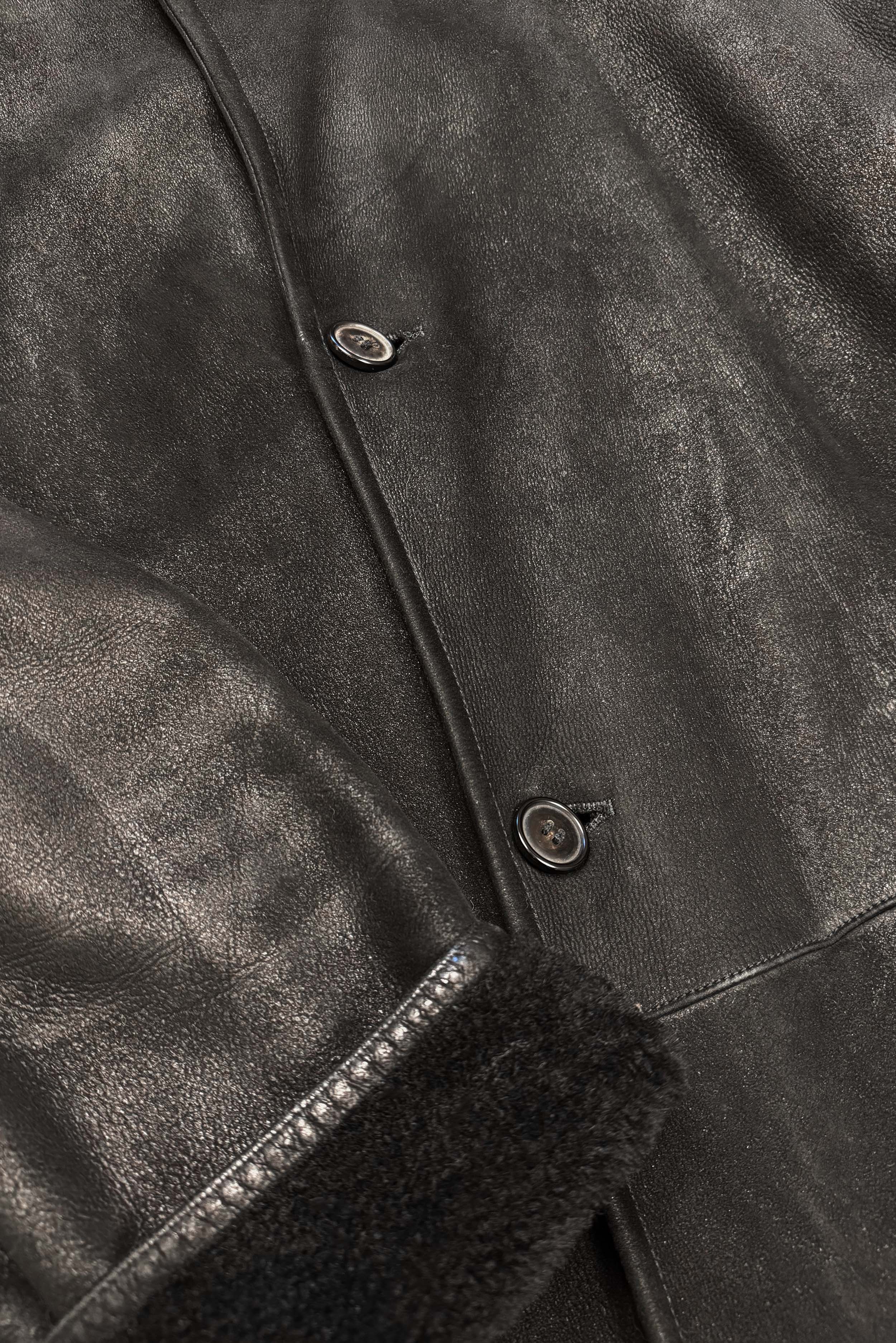 Ledermantel mit Shearling (Gr. 54)