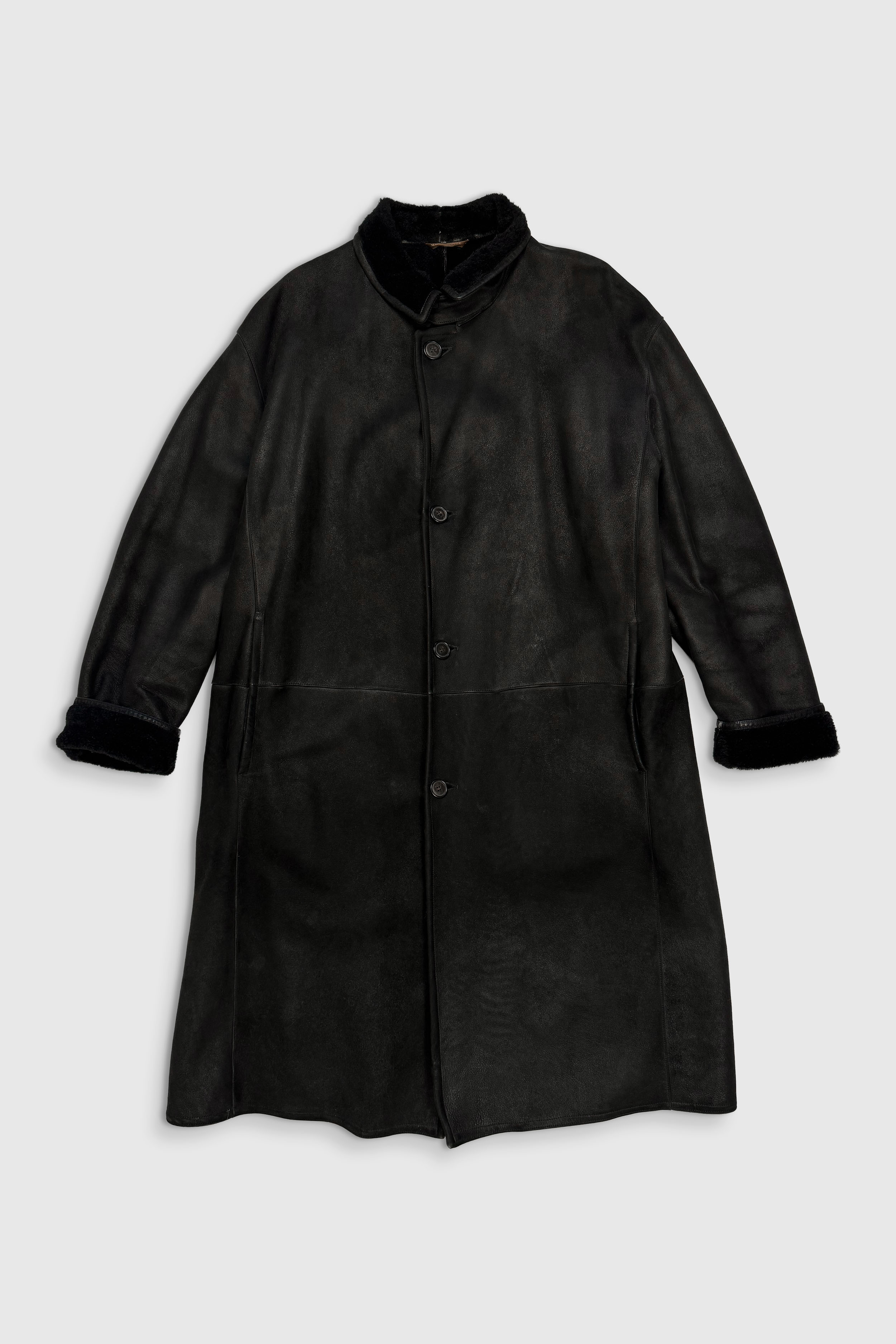 Ledermantel mit Shearling (Gr. 54)