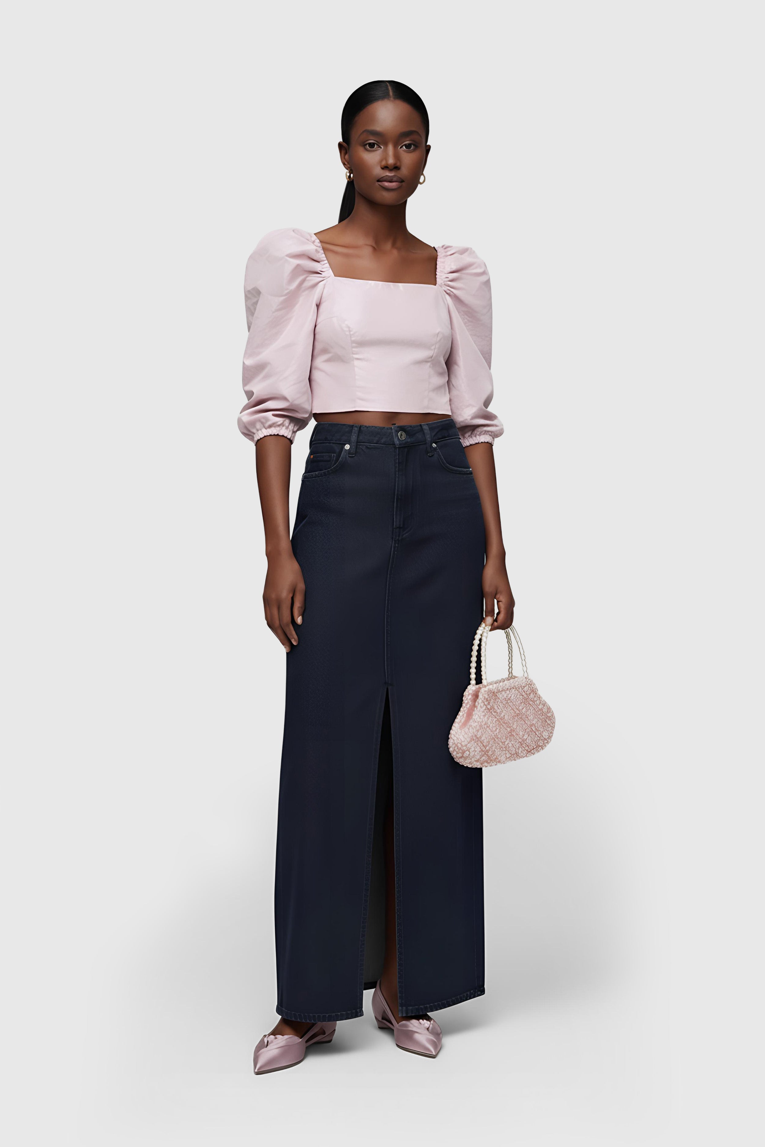 Crop-Top in Metallic-Rosa (Gr. S)