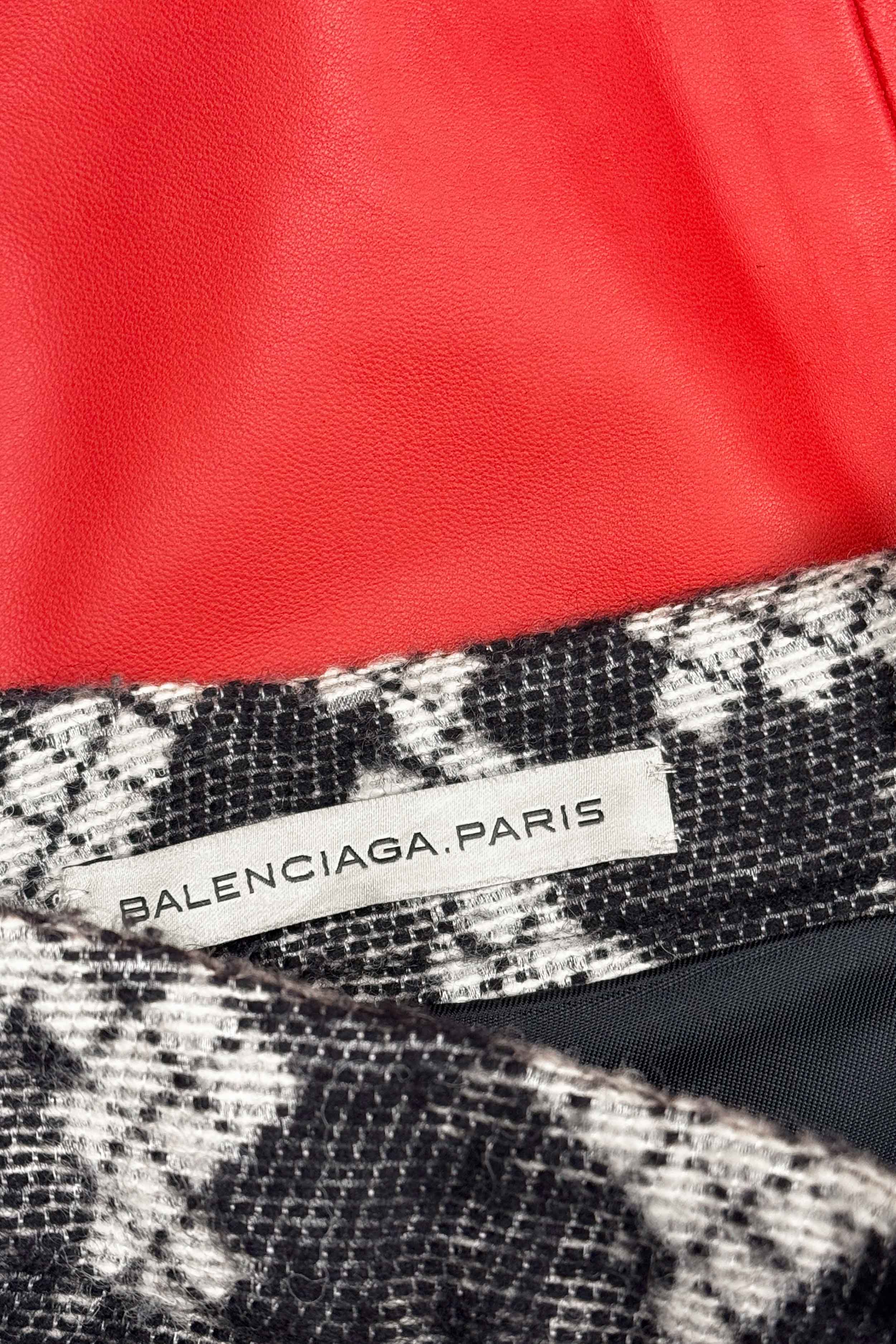 Leder Mini-Rock mit Wolldesign (Gr. 38 FR)