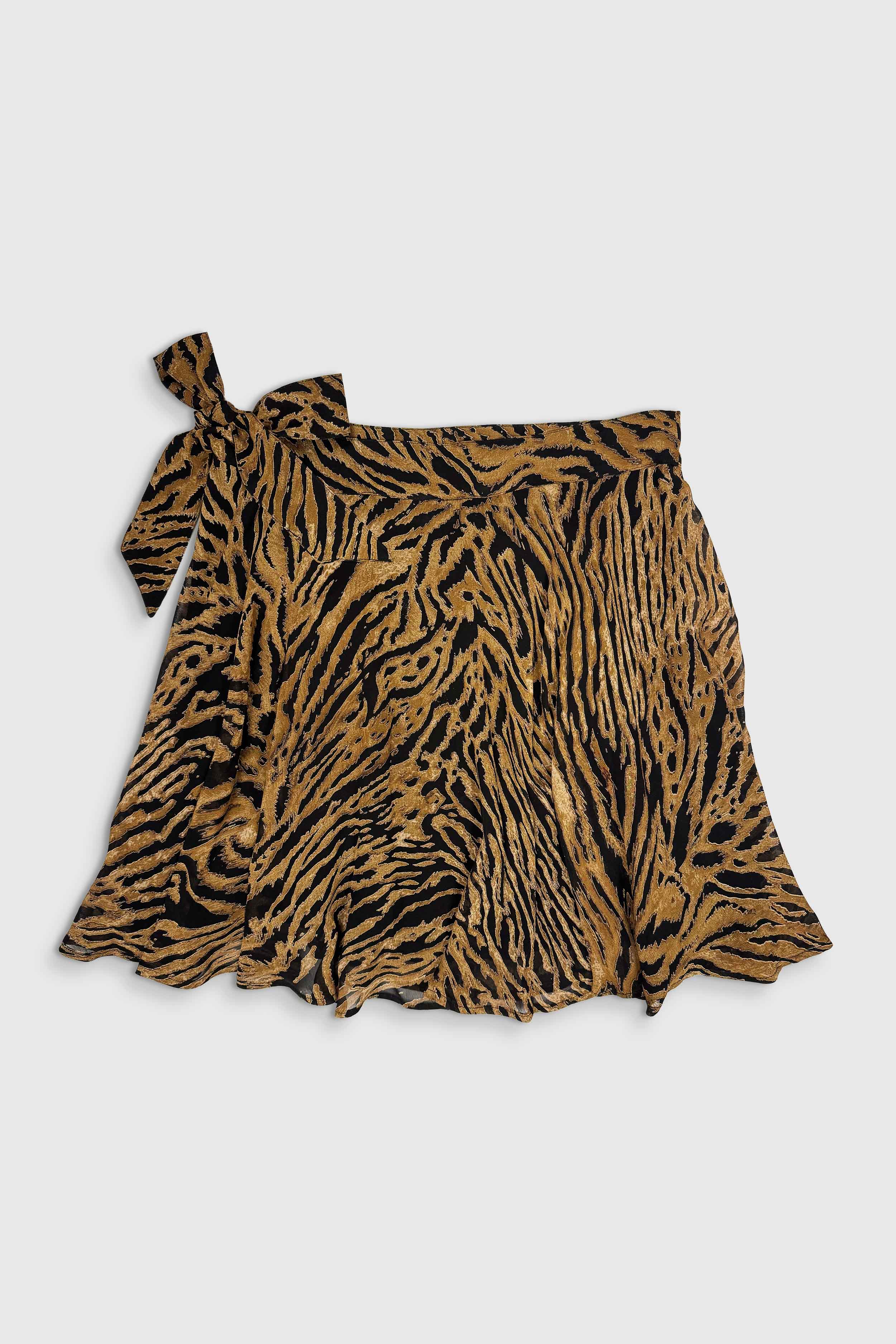 Georgette Mini-Rock mit Tiger-Print (Gr. 40 FR)