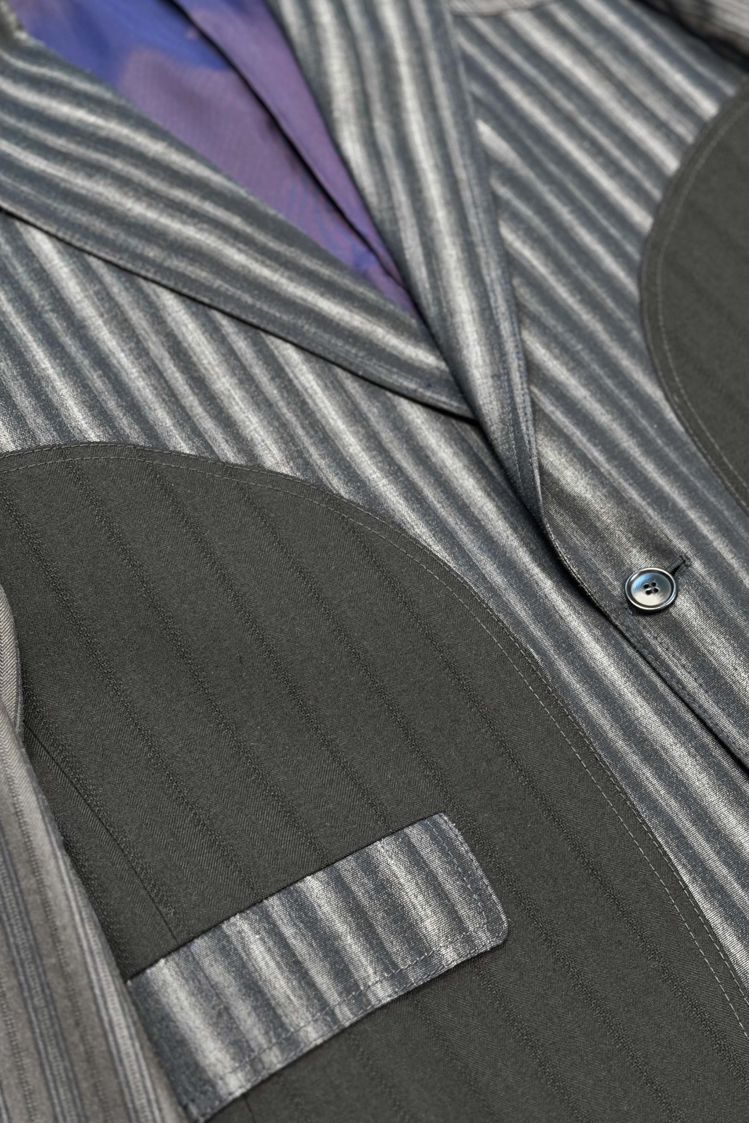 Gestreifter Blazer im Patchwork-Design (Gr. 52)