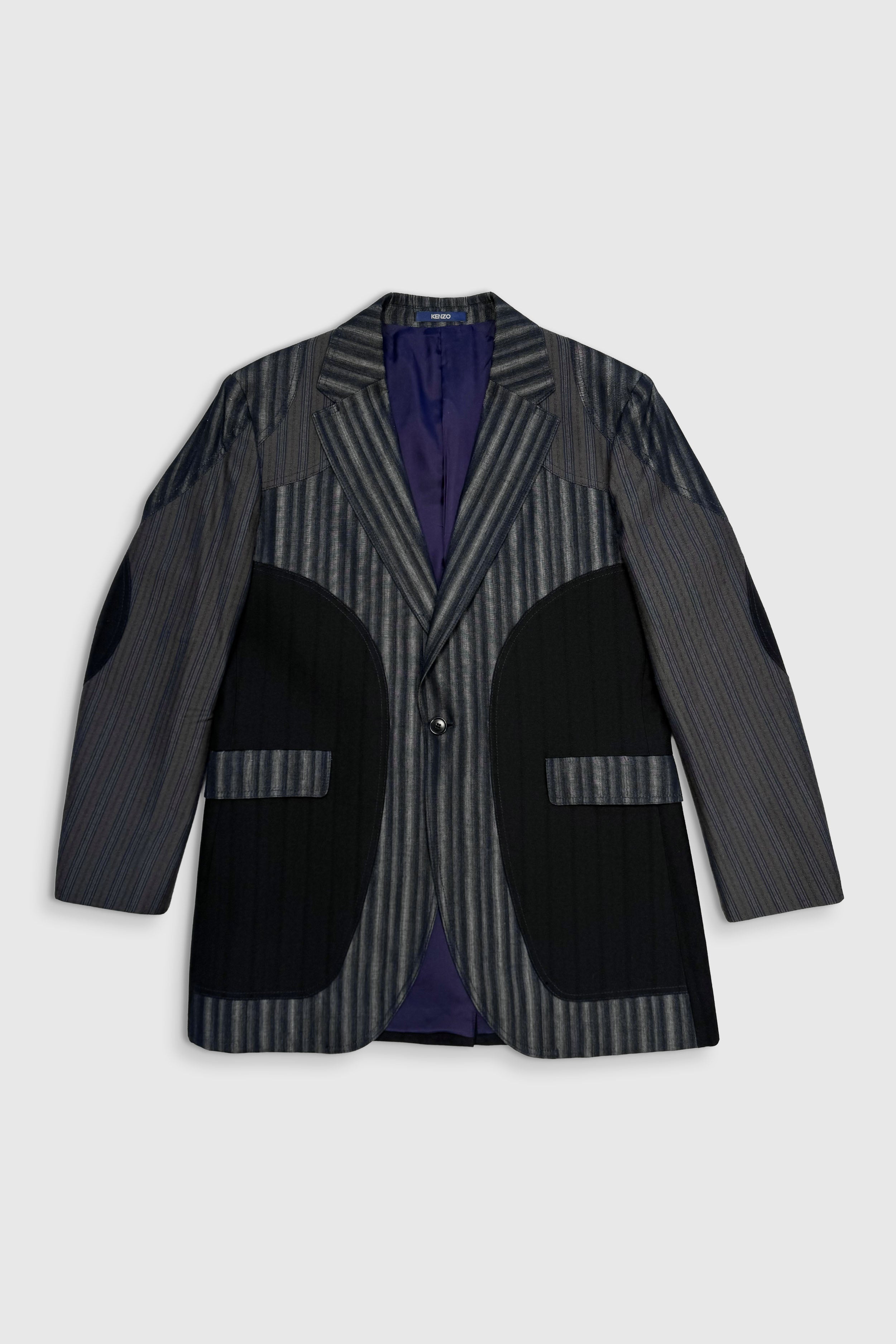 Gestreifter Blazer im Patchwork-Design (Gr. 52)