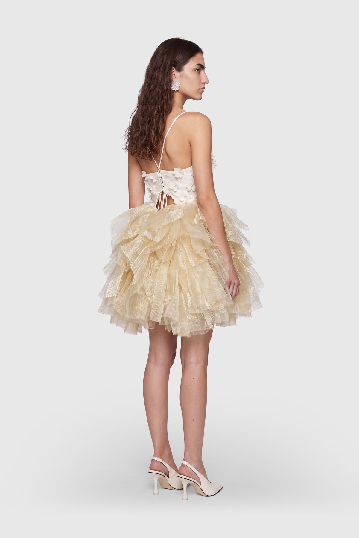 Corsage Mini-Kleid mit Blütenstickerei