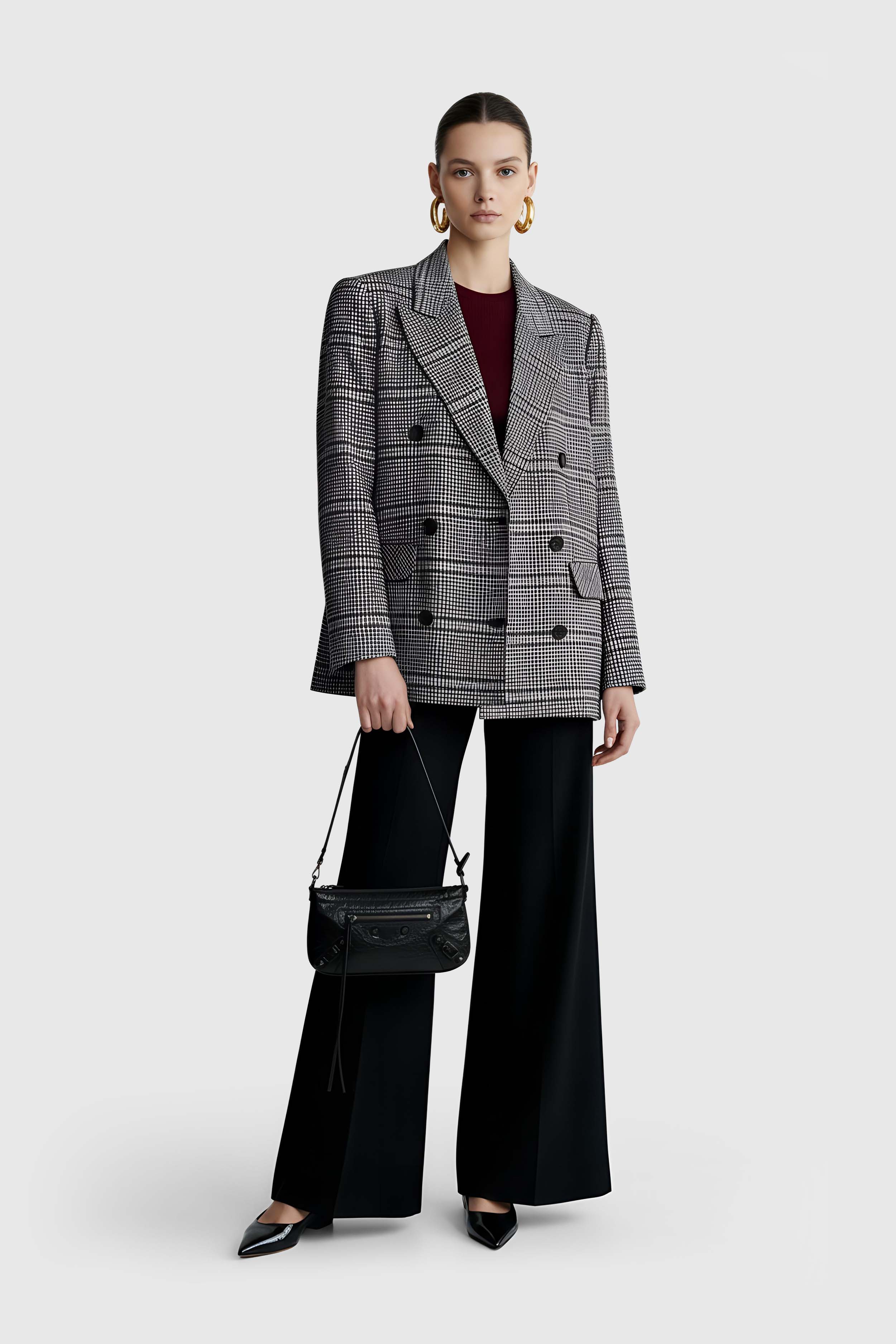 Karierter doppelreihiger Blazer (Gr. 38 FR)